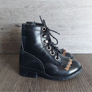 Acme Vintage 90s Black Leather Kiltie Lace Up Boots Size 5